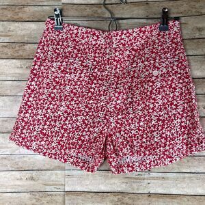 Solid & Strip FLORAL-PRINT BRODERIE ANGLAISE COTTON SHORTS IN TOMATO RED szMed